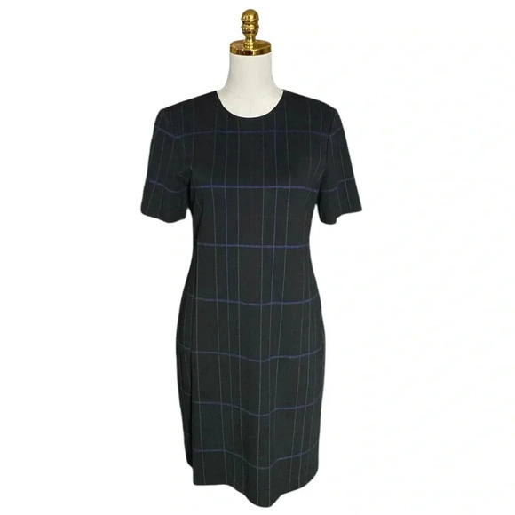 THEORY | Women’s Windowpane Stretch Knit Shift Dress Size 10 - Picture 1 of 9